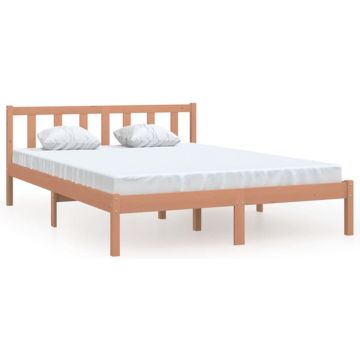 vidaXL Bedframe grenenhout honingbruin 150x200 cm 5FT King Size