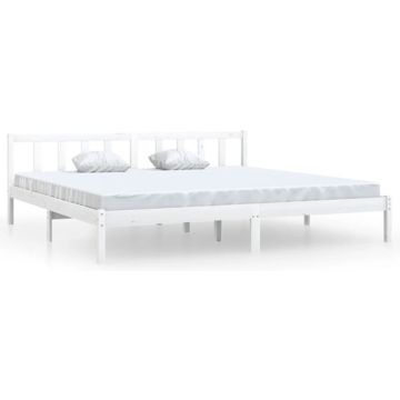 vidaXL Bedframe massief grenenhout wit 180x200 cm 6FT Super King