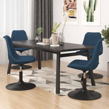 vidaXL Eetkamerstoelen draaibaar 4 st fluweel blauw