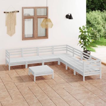 vidaXL 8-delige Loungeset massief grenenhout wit