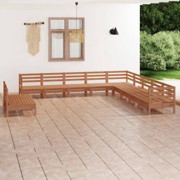 vidaXL 11-delige Loungeset massief grenenhout honingbruin