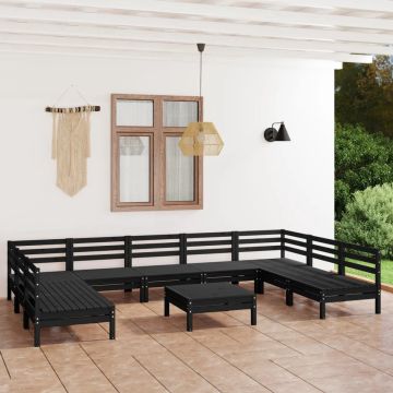 vidaXL 10-delige Loungeset massief grenenhout wit