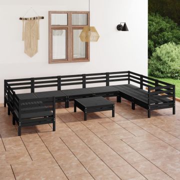 vidaXL 10-delige Loungeset massief grenenhout wit