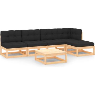 vidaXL 6-delige Loungeset met kussens massief grenenhout