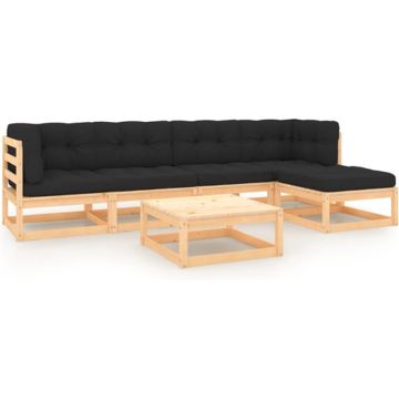 vidaXL 6-delige Loungeset met kussens massief grenenhout