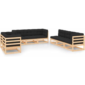 vidaXL 8-delige Loungeset met kussens massief grenenhout