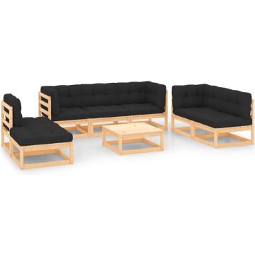 vidaXL 8-delige Loungeset met kussens massief grenenhout