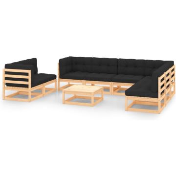 vidaXL 9-delige Loungeset met kussens massief grenenhout