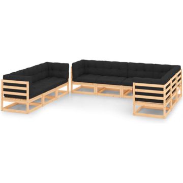 vidaXL 9-delige Loungeset met kussens massief grenenhout