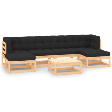 vidaXL 7-delige Loungeset met antracietkleurige kussens grenenhout