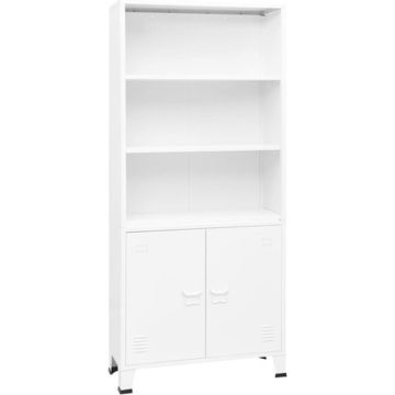 vidaXL Boekenkast industrieel 80x32x180 cm staal wit