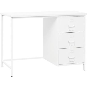 vidaXL Bureau industrieel met lades 105x52x75 cm staal wit