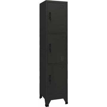 vidaXL Lockerkast 38x45x180 cm staal zwart