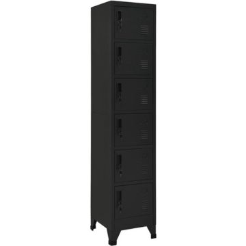 vidaXL Lockerkast 38x40x180 cm staal zwart