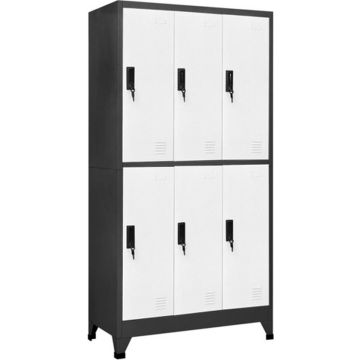 vidaXL Lockerkast 90x45x180 cm staal antracietkleurig en wit