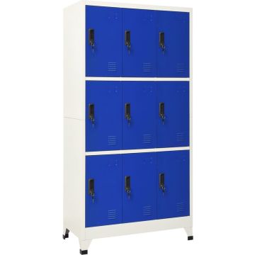 vidaXL Lockerkast 90x45x180 cm staal grijs en blauw