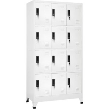 vidaXL Lockerkast 90x45x180 cm staal wit