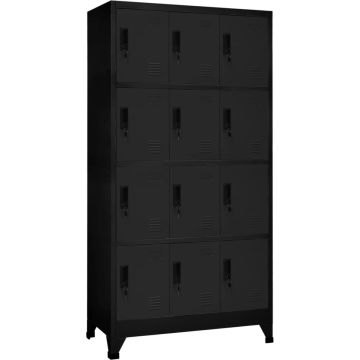 vidaXL Lockerkast 90x45x180 cm staal zwart