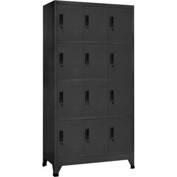 vidaXL Lockerkast 90x45x180 cm staal antracietkleurig