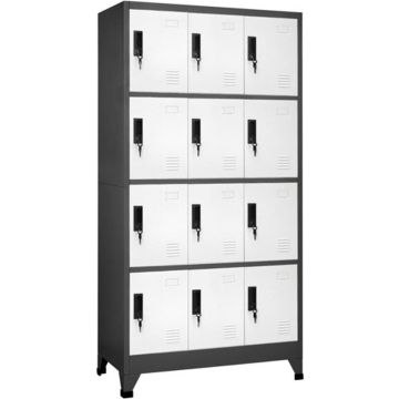 vidaXL Lockerkast 90x45x180 cm staal antracietkleurig en wit