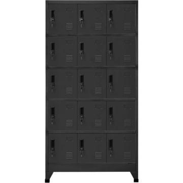 vidaXL Lockerkast 90x40x180 cm staal antracietkleurig