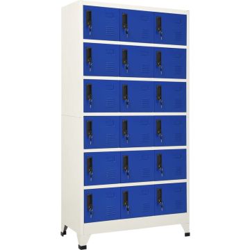 vidaXL Lockerkast 90x40x180 cm staal grijs en blauw