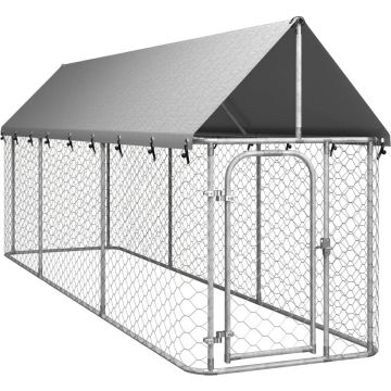 vidaXL Hondenkennel voor buiten met dak 400x100x150 cm