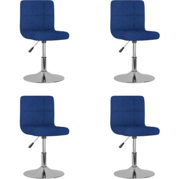 vidaXL Eetkamerstoelen draaibaar 4 st stof blauw