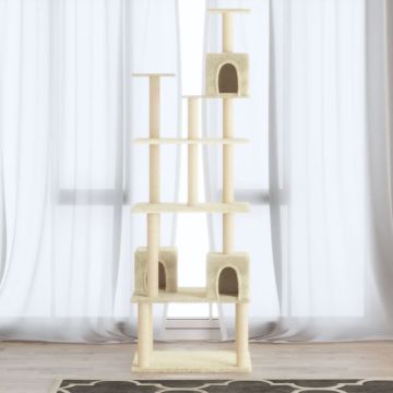 vidaXL Kattenmeubel met sisal krabpalen 188 cm crèmekleurig