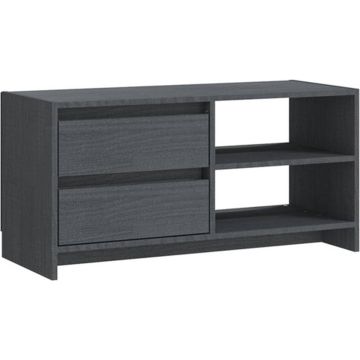 vidaXL Tv-meubel 80x31x39 cm massief grenenhout grijs