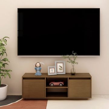 vidaXL Tv-meubel 110x30x40 cm massief grenenhout honingbruin