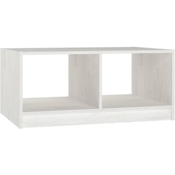 vidaXL Salontafel 75x50x33,5 cm massief grenenhout wit