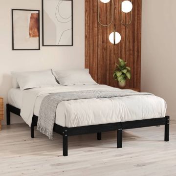 vidaXL Bedframe massief hout zwart 120x190 cm 4FT Small Double