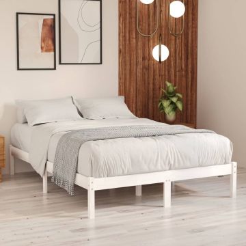 vidaXL Bedframe massief hout wit 135x190 cm 4FT6 Double