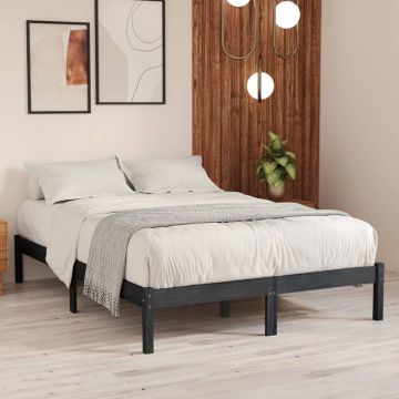 vidaXL Bedframe massief hout grijs 135x190 cm 4FT6 Double