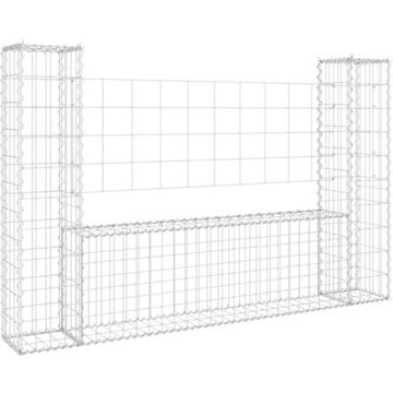 vidaXL Schanskorf U-vormig met 2 palen 140x20x100 cm ijzer