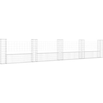 vidaXL Schanskorf U-vormig met 5 palen 500x20x100 cm ijzer