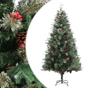 vidaXL Kerstboom met dennenappels 225 cm PVC en PE groen