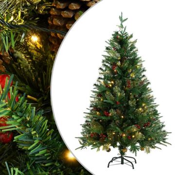 vidaXL Kerstboom met LED's en dennenappels 120 cm PVC en PE groen