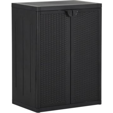 vidaXL Tuinkast 65x45x88 cm polypropyleen rattan zwart