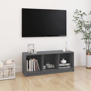 vidaXL Tv-meubel 104x33x41 cm massief grenenhout grijs