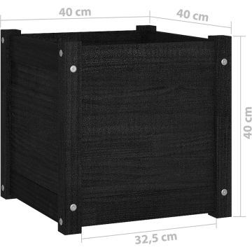 vidaXL Plantenbak 40x40x40 cm massief grenenhout zwart