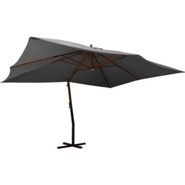 vidaXL Zweefparasol met houten paal 400x300 cm antracietkleurig