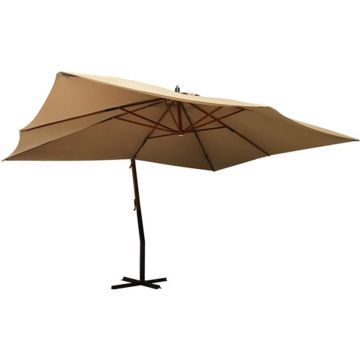 vidaXL Zweefparasol met houten paal 400x300 cm taupe