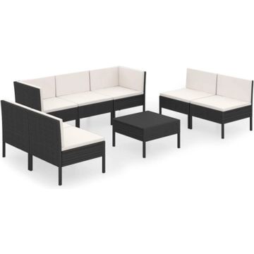 vidaXL 8-delige Loungeset met kussens poly rattan zwart