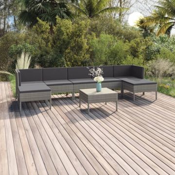 vidaXL 8-delige Loungeset met kussens poly rattan grijs