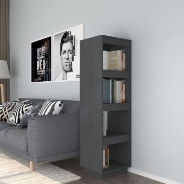 vidaXL Boekenkast/kamerscherm 40x35x135 cm massief grenenhout grijs