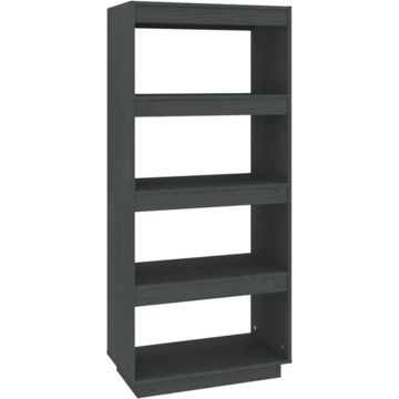 vidaXL Boekenkast/kamerscherm 60x35x135 cm massief grenenhout grijs