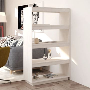 vidaXL Boekenkast/kamerscherm 80x35x135 cm massief grenenhout wit