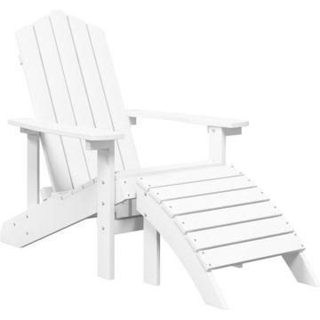 vidaXL Tuinstoel Adirondack met voetenbank HDPE wit